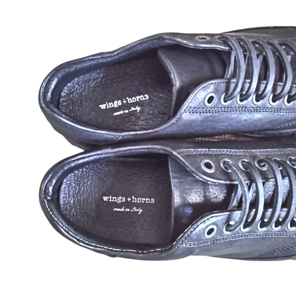 Wings + Horns All Black Low-Top Leather Sneaker Leather Laces EU 39 - Picture 9 of 10